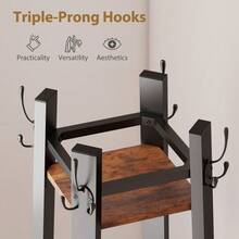 Industrial-Style Four Shelf Coat Stand - Brown/Black - T0001-01-3810 - View 8