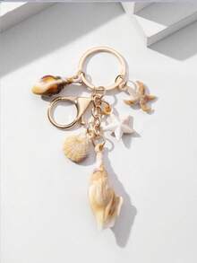 1 Set 4pcs Unisex Dual-Color Acrylic Conch Shell, Cloud, Small Shell, Starfish Keychain Pendant Summer Beach Series Gift For Friends Key Chain - Multicolor - View 6