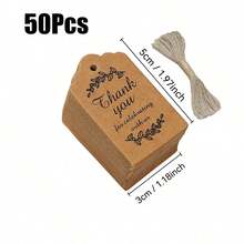 50/100/200/500个牛皮纸礼品标签，配麻绳，感谢标签，适用于婚礼、新娘送礼会、生日、派对、婚礼回礼、感恩节或其他特殊场合，礼品标签，礼盒标签，感谢卡，吊牌 - 彩色 - 查看 19