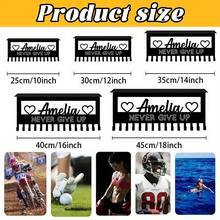 個性化足球獎牌展示架－客製化姓名壁掛式金屬支架，適用於運動緞帶與獎牌，黑色－運動愛好者、足球迷與居家裝飾的完美禮物，壁掛式獎勵展示架，個性化工藝，足球配件 - 黑色 - 查看 7