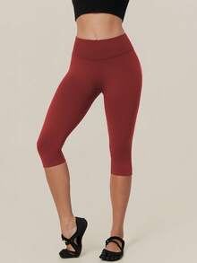 TimeOff Women's 1pc Solid Color Tummy Control Butt Lifting Slim Fit Sports Mid-Length Shorts - Red - View 5