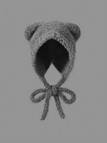 1pc Cute Plush Bear Ear Knit Beanie Hat, Warm Ear Protection Aviator Hat, Fashionable Plush Ear Protection Knit Hat (Women's),Beach,Travel - Multicolor - View 12
