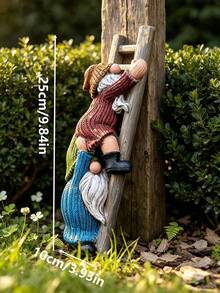 1 Stück Stück Harz-Kletterleiter Paar Gnom Statue, Strickpullover gesichtsloser Zwerg Baum Hängeornament, süße Outdoor Garten Rasen Terrasse Dekofigur Geschenk - A - Übersicht 10