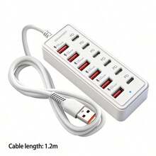 Wowssyo 12-In-1 65W Fast Charging Adapter 6 USB+6 Type-C Multiport Power Hub Universal USB-C Charger Station For Laptop Phone Tablet Data Cable Data Cable - Multicolor - View 8