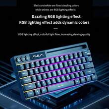 AULA 機械觸感有線鍵盤與滑鼠 RGB 背光 61 鍵迷你遊戲鍵盤,相容於桌上型電腦、筆記型電腦、Mac - 查看 7