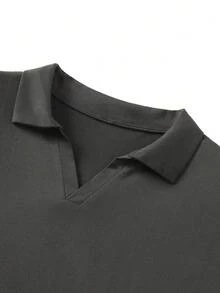 Men's Summer Thin Solid Color Short Sleeve Polo Shirt, Suitable For Summer Outdoor Activities - Dark Grey - View 10