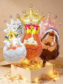 Set Of 6 King-Themed Gold, Silver, And Rose Gold Crown Balloons; Reusable And Inflatable; Perfect For Birthday Parties With A "Prince" Theme, As Well As Indoor And Outdoor Decorations For Patios, Porches, Storefronts, Gardens, And Home Gatherings - A - View 5