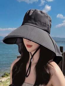 Sombrero de sol clásico para mujer con protección UV y orificio para coleta, sombrero de cubo de ala ancha con solapa para el cuello (apto para verano, playa y vacaciones) - Multicolor - Ver 7