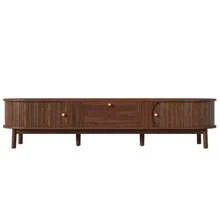 Modern Solid Wood TV Stand With Drawers, Classic Rounded Corners, Sturdy Wooden Legs, TV Cabinet With Storage For The Living Room. - 棕色 - 查看 7