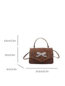 Bowknot Vintage Solid Color Polka Dot Versatile New Small Square Bag Women Elegant Personalized Mini Premium Crossbody Bag - Brown - View 7
