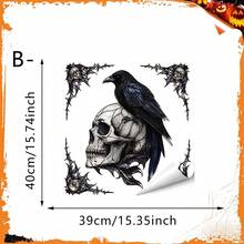 1pc Gothic-Style Halloween Window Sticker, Featuring Rose Skulls, Withered Trees, And Spider Webs Patterns. It Is Reusable And Suitable For Indoor Home Decoration, Store Windows, Autumn Horror-Themed Parties, And Window Decorations. - Multicolor - View 16
