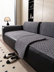 SANMOSPIN 1pc Solid Color Chenille Sofa Cover, Minimalist Modern Style, Anti-Cat Scratch, Pet-Friendly, Easy Care - Machine Washable, Suitable For 1-4 Seater Sofa, Bedroom Living Room Office Home Decor - Grey - View 4
