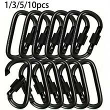 1/3/5/10pcs Black D-Ring Tactical Lanyard With Threaded Lock Design, Equipped With Quick Release Aluminum Hook, Suitable For Camping, Hiking, Fishing And Other Outdoor Activities, Also Can Be Used As Backpack Clip Or Keychain - Black - View 2