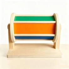 1 Set Children's Early Education Wooden Textile Drum Toy, Color Recognition & Hand-Eye Coordination Development, Sound-Following Montessori Teaching Tool - Multicolor - View 4
