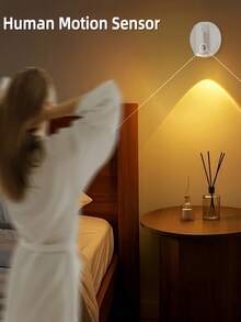 1pc Black Wall Lamp Magnetic Sensor LED Spotlight Switch Dimmable Bedside Light 3 Color Temperature Lighting Fixture Suitable For Living Room, Kitchen, Hallway And Bedroom - one-size - View 4