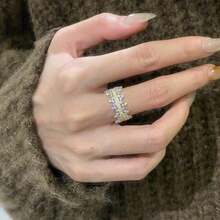1pc Vintage Niche Design Fashion Exquisite Luxury Elegant High-End Cubic Zirconia Galaxy Open Ring, Suitable For Women's Daily Wear - Silver - View 5