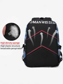 2pcs Shark Backpack + Chest Bag Set, Large Capacity Oversized Backpack, Personalized Full Print School Bag, Suitable For School, Travel, Vacation, Oxford Fabric Material, Back To School College Style Combo Bag - Multicolor - View 9