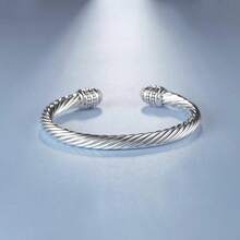 UNY JEWEL Make A Statement With Our Two Tone Twisted Cable Wire Ball Weave Cuff Bangle Makes A Thoughtful And Stylish Gift - Silver Caviar - View 3