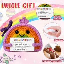 1pc Hand-Woven Plush Doll Ornaments Words Of Positive Energy Encouragement Can Also Be Given As Small Gifts To Friends And Family. Lovely Knitting Toys Are Very Suitable For The Living Room And Desk At Home, As Birthday Gifts And Decorative Ornaments - Multicolor - View 4