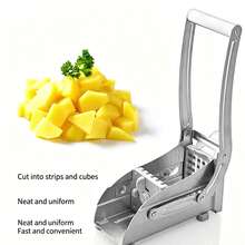 Stainless Steel French Fry Cutter, Manual Potato Dicer, Multi-Function Cucumber And Carrot Slicer And Dicer, Kitchen Gadget - Silver - View 3