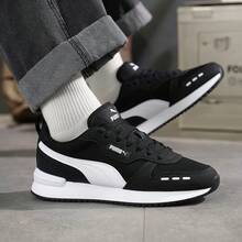 PUMA R78 Unisex Color-Block Retro Durable Low-Top Casual Shoes Black And White - Black and White - View 3