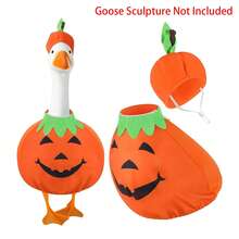 Halloween Goose Costume Pumpkin Goose Outfit Cute Goose Clothes Porch Goose Decor Concrete Goose Halloween Outdoor Yard Lawn Statue Art Goose Duck Decoration (Goose Sculpture Not Included) - Pumpkin Style - View 9