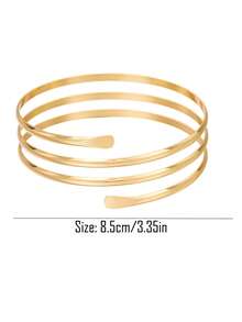 4 piezas Anillos para el brazo superior de mujer, brazaletes de estilo minimalista, anillos de brazo ajustables en espiral - D006-3 - Ver 4