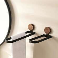 1 pieza Toallero de madera de nogal para baño, barra de toallas plegable sin taladro montada en la pared, accesorios de baño, accesorios de cocina - Multicolor - Ver 10