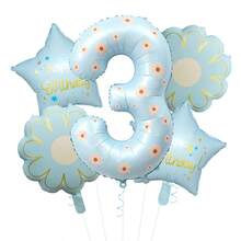40 Inch Pastel Printed Number Foil Balloon Set, Floral & Heart Pattern Digital Mylar Balloons With Daisy Flower & Happy Birthday Star Balloons, Neutral Milestone Birthday Party Decorations, Photo Booth Supplies - Flower Balloon - View 36