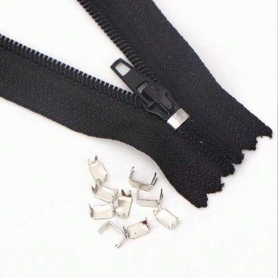 50pcs 3/5# Zipper Accessories, Silver And White U-Shaped Anti-Drop Buckles, Suitable For Clothing, Shoe Boxes, Bags Zipper Accessories
