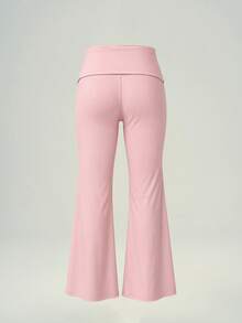 UONNOU Women Wrap Tie High Waist Flare Leg Workout Pants Slim Fit Yoga Trousers - Pink - View 6