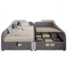 Upholstered Bed, Combined Children's Bed, Hydraulic Bed With Storage - White - View 3