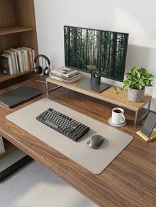 1pc Solid Color 80x40cm Office Desk Mat, Extra Large Leather Computer Mouse Pad, Keyboard Pad, Waterproof Student Desk Writing Pad, Soft Desk Mat And Solid Color Round Coaster/Nail Desk Mat, Non-Slip Keyboard Pad, Waterproof PU Desk Mat, Suitable For Office, Home, Dorm, Travel - View 2