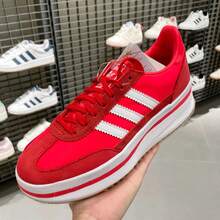 Adidas Clover Women's SL 72 STACK Classic Platform T-Toe Sneakers - Red and White - View 11