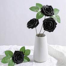 50 Artificial Black Roses Simulation Touch Fake Flowers With Stem Foam Roses DIY Wedding Bouquet Gifts Desktop Decoration Party Bride Shower Home Decoration - Multicolor - View 9