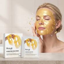 Hoygi 4/8 Peças Máscara Facial Dourada, 24K, Centella Asiática, Colágeno Firmador, Ácido Hialurônico, Máscara e Patch de Cuidados com a Pele, Rotina de Cuidados Noturnos, Conjunto de Presente, Autocuidado, Tamanho de Viagem para Cuidados Diários com a Pele - máscara facial 24K - Visão 2