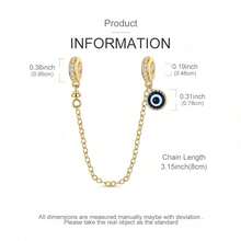 1pc S925 Sterling Silver Bracelet Safety Chain, Original Heart Lock, Butterfly, Evil Eye Multiple Rhinestone Designs, Thin Chain Anti-Drop Protection For Beaded Bracelets, Gold And Silver Dual Colors Optional, Versatile Accessory, Suitable For Handmade DIY Bracelet Making, Exquisite And Durable For Daily Wear - Multicolor - View 11
