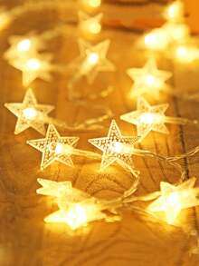 1pc Indoor Home Decor White Ball& Star Light String,Bedroom Wall Decor LED Fairy Light,Back To School Classroom Dorm Decor String Light - 黃光 - 查看 6