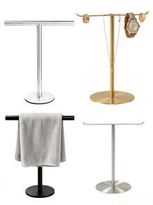1pc Stainless Steel T-Shaped Towel Bar - Bathroom & Kitchen Countertop Towel Rack, Fashion Design Black & Silver Towel Rack, Kitchen Bathroom Bedroom Multi-Scene Storage - Multicolor - View 4