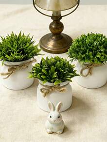 1/3pcs Mini Artificial Potted Plants, Realistic Fake Greenery Lawn Potted Plants, Small Artificial Plant Decor, Suitable For Home Desktop, Office, Wedding Party Indoor Decoration - Multicolor - View 3