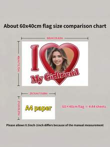1pc Customized "I Love" Theme Flag - Add Your Own Image And Text - Face Cutout - Suitable For Birthday, Wedding, Father's Day, Mother's Day, Valentine's Day, Home Decor - Also For Customized Tapestry, Garden Flag, Customized Banner - "我愛"主題花園旗 - 查看 10