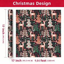 1 Roll Of Christmas Gift Wrapping Paper Featuring A Christmas Forest And Reindeer Pattern;Perfect For Wrapping Christmas Gifts, Decorating For Christmas Parties, And Holiday Gift-Giving.1 Roll Size: 43 Cm X 300 Cm. - A - View 9