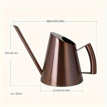 Stainless Steel Watering Can 30.43oz Long Spout Side Handle Indoor Outdoor Garden Plant Waterer Return To School Supplies For Gardening - Golden - View 4