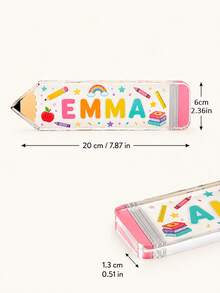 Customized Pencil-Shaped Acrylic Block, Printed With Name, Personalized Back-To-School Gift, Student Exclusive Desk Decor, Transparent Acrylic Nameplate, Classroom Supplies Decoration - Multicolor - View 2