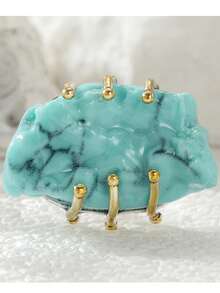 Gmzalx Women's Lightweight Luxury Asymmetrical Texture Synthetic Turquoise Ring, Bohemian Vacation Style, Daily Commute Travel - Baby Blue - View 5