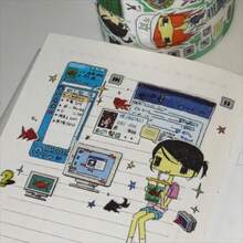 35cm/Loop 可愛 Y2K 復古 Dreamcore 網紅金魚亮片 PET 壓切貼紙，DIY 黏貼卡、手帳、剪貼簿、照片卡素材 - 黑色 - 查看 7