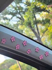 8pcs Car Interior Decor Metal Flower Rearview Mirror Console Accessories Small Flower Car Interior Rearview Mirror Center Console Panel Decoration Car Accessories Car Accessories Duck Car Rearview Mirror Hanging Accessories - A - View 2