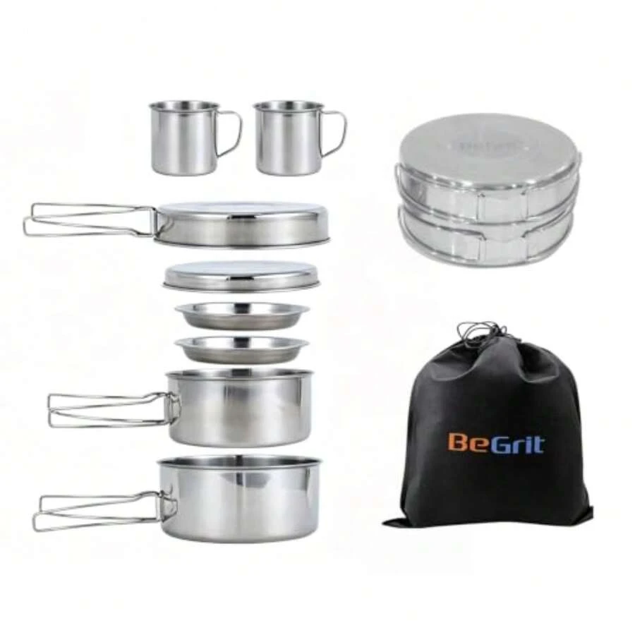 Camping Pots, Pans & Griddles - Silver 8 Pieces - View 1