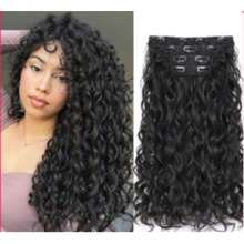 Black Soft Curly Clip In Hair Extensions Natural Blend Soft Touch Easy Wear Synthetic Hair Pieces Daily Fashion Hair Accessory Soft Waves,Natural Blend - Natural & Black - View 3