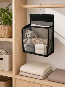 1pc Hanging Mesh Bathroom Storage Basket With Metal Hook, Breathable Mesh Shower Caddy For Toiletries, Accessories, Toys, Towels And Daily Essentials - Multicolor - View 4